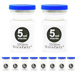 Nicofnly 5 ml steriele ampullen - 5 ml steriele lege fles met zelfherstellende injectiepoort en klapdeksel, steriel, 10 verpakkingen