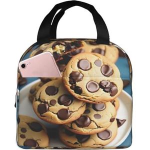 SUHNGE Koekjes Voedsel Chocolade Chips Koekjes Print Geïsoleerde Lunchbox voor Vrouwen en Mannen, Kantoor WorkLight Duurzame Tote Bag