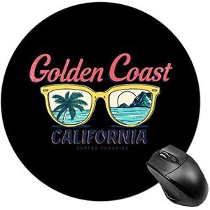 Vintage Golden Coast California Ronde Antislip Muismat Grappige Bureau Mat Rubber Laptop Schrijven Mat Voor Gamer Kantoor Thuis