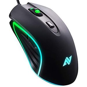 ABKONCORE M30 Gaming-muis met USB-kabel, voor games en dagelijks gebruik, 6 programmeerbare toetsen, Chroma RGB-achtergrondverlichting, ergonomische muis voor pc, laptop, Mac, Windows
