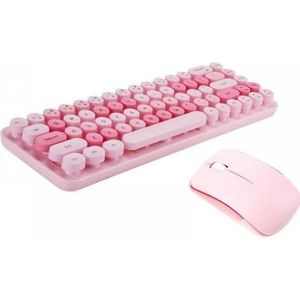 QPSJXN Compact Vibrerend Draadloos Toetsenbord En Muis Definieer Laptops en Desktops in Typische Stijl Ergonomisch (Pink)