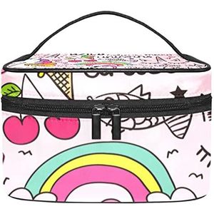 Make-up Organizer Bag, Travel Makeup Bag Organizer Case Draagbare Cosmetische Tas voor Vrouwen en Meisjes Toiletries Rainbow Ananas Roze, Meerkleurig, 22.5x15x13.8cm/8.9x5.9x5.4in