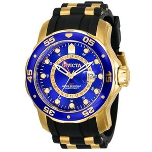 Invicta Heren 6993 Pro Diver Collection GMT blauwe wijzerplaat zwart polyurethaan horloge, Zwart, onbezorgd