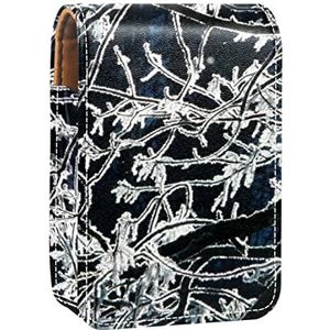 boomtak rijp draagbare lippenstift case voor reizen, Mini lippenstift opbergdoos met spiegel voor vrouwen dames, lederen cosmetische etui, Meerkleurig, 9.5x2x7 cm/3.7x0.8x2.7 in