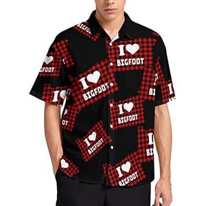 Oregon Buffalo Map Bigfoot Hawaiiaans shirt voor heren, zomer, strand, casual, korte mouwen, button-down shirts met zak