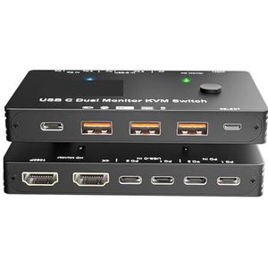 USB C KVM-switch 4K/1080P@60Hz, USB C KVM-switch for twee monitoren Uitgebreide compatibiliteit