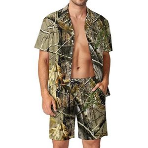 Camouflage Camo Jacht Bos Hawaiiaanse Sets voor Mannen Button Down Korte Mouw Trainingspak Strand Outfits L