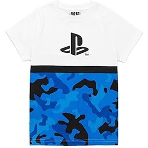 PlayStation Kids T-shirt Camo Jongens Blauw Wit Logo Game Korte Mouw Top 5-6 jaar