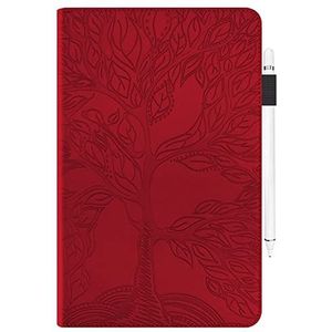 Tablet-pc-tas, hoes Compatibel met Samsung Galaxy Tab S9 FE Case SM-X510/SM-X516 11 inch PU lederen hoes Flip Wallet Beschermhoes Tree Of Life Tablet Case Kaartsleuf Tablet PC Cover(Rosso)