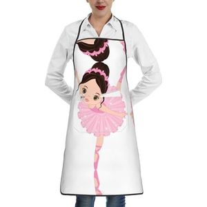 ZhaoYuGoods Paarse lavendel schorten met zakken voor vrouwen, stijlvolle kookschorten voor keuken tuinieren salon, ideale print schort, Kleine Ballerina Dansende Meisje, Eén maat