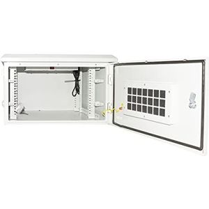 LINK LK190945IP rek kast 19 inch 9U voor buitennet beschermingsklasse IP55 met filterventilatoren, lichtgrijs, 600 x 450 x 467 mm