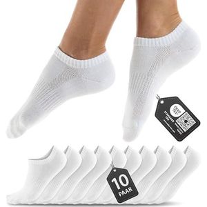 HELDENWERK 10 paar premium sneakersokken voor heren en dames van gekamd katoen met comfortabele band zonder drukkende naad, korte sokken, set uniseks sportsokken, wit, 43-46 EU