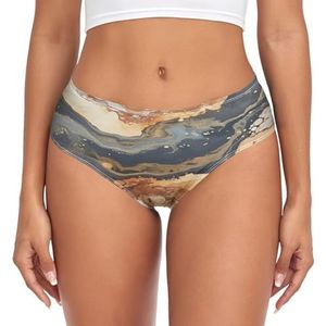 sawoinoa Brons marmer natuur rots onderbroek dames middelhoge taille slip vrouwen comfortabel elastisch sexy ondergoed bikini broekje, Mode Pop, XXL