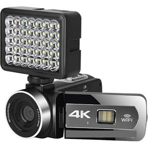 Videocamera Vlogcamera Recorder 4K-videocamera's Streamen Autofocus 4KMP digitale camcorder Slow Motion Microfoon Vlog-opname Camcorder Webcam(No SD Card,With Light)