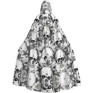 Schedel Skelet Print Halloween Tovenaar Heks Hooded Robe Mantel Kerst Hoodies Cape Cosplay Voor Volwassen