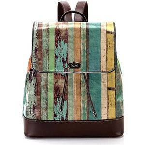 kleurrijke smerige houten patroon gepersonaliseerde schooltassen boekentassen voor tiener, Meerkleurig, 27x12.3x32cm, Rugzak Rugzakken