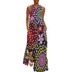 Australische bloemen dames enkellengte jurk slim fit mouwloze maxi-jurken casual zonnejurk S