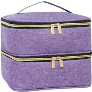 Nageltas Opbergorganizer 30 Flessen Draagbare Dubbellaagse Nagellak Opbergtas Organizer Reizen Essentiële Olie Opbergdoos Multifunctionele Opslag Bagr 18cm* 20cm*30cm, Paars, Eén maat