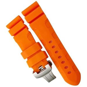 dayeer Rubber Horlogeband Fit voor Panerai Dompelpompen Luminor PAM Groen Blauw Waterdicht 22mm 24mm 26mm Horlogeband armband (Color : Orange Folding, Size : 26mm)