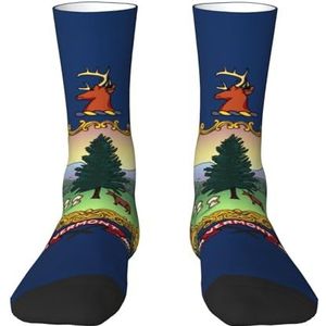 Evengigy Vermont State Flag Grappige Sokken Crazy Fashion Cool Gepersonaliseerde Zachte Crew Sokken voor Mannen Vrouwen Unisex, Wit, One size