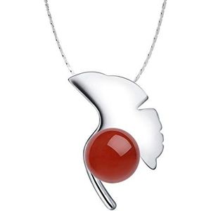 Damesketting Vrouwen Gepersonaliseerde Kettingen Red Agaat Hanger Ginkgo Biloba Jewelry for het Meisje van de tiener vrouwen vrouw vriendin Friends Gift Ketting halsketting