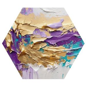 DEQORI Hexagon Wandbehang, zelfklevend, 55 x 47,6 cm, stralingskracht van de tinten, textielcanvas, verwijderbaar, decoratief en vormvast, voor woonkamer, kantoor, hal of kinderkamer