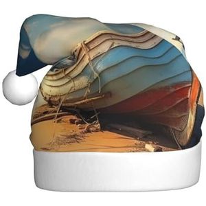 SSIMOO Boot op het strand pluche kerstmuts voor volwassenen, feestelijke feesthoed, ideaal feestaccessoire voor bijeenkomsten