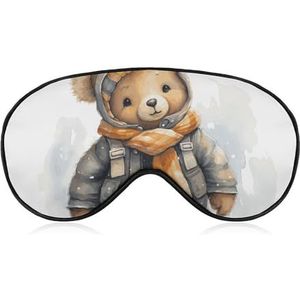 Schattige beer slaapmasker, licht blokkerend oogmasker, comfortabel en zacht, oogbedekking met elastiek, geschikt voor mannen en vrouwen, geschikt voor reizen en slapen
