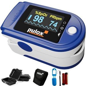 Saturatiemeter Pulox PO-200 Set - Pulsoxymeter met accessoires voor meting van hartslag, SpO2 en perfusie-index op de vinger