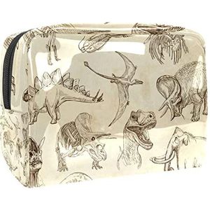 Cosmetische tas voor dames,kleine make-uptas voor portemonnee,Vintage dinosaurussen en dierlijke skeletten,Cosmetische reistas,make-uptasje