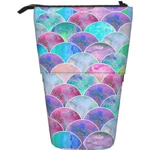 Nbtghga Vis Schaal Oceaan Print Potlood Telescopische Klassieke Kunsten Stand Up Potlood Case Organizer Potlood Houder Make-up Tas Gift, Zwart, Eén maat