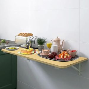Eettafel, klaptafel, inklapbare eettafel, wandmontage, inklapbaar bureau, voor kantoor, keuken, eetkamer (kleur walnoot, 60 x 30 x 1,6 cm)