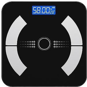 Badkamerweegschalen Bluetooth-weegschaal BMI-vetweegschalen LED Digitale Slimme Weegschaal Balance Body Composition Analyzer Gemakkelijk Te Gebruiken(Black)