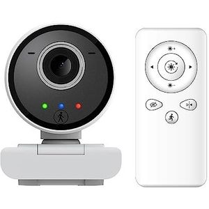 USB-webcamera Webcam 1080P AI Humanoid Auto Tracking Web Camera Met Afstandsbediening Microfoon USB Web Cam for PC Computer Laptop mini Camera Voor conferenties, opname(White)