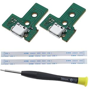 EMSea 2 STKS Interface Board JDS-030 en 12 Pin Lint Kabel Compatibel met PS4 Pro/Slim Draadloze Controller Vervanging Oplaadpoort Montage