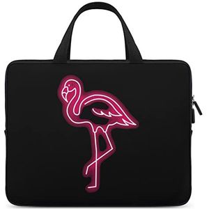 Roze Flamingo Neon Laptop Sleeve Bag Casual Computer Beschermhoes Slanke Tablet Draagtas Met Handvat 10 inch