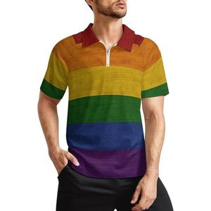 Gay Pride vlag heren golfpoloshirts klassieke pasvorm T-shirt met korte mouwen bedrukt casual sportkleding top L