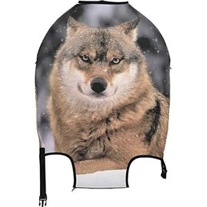 Wolf in zacht vallende sneeuw reizen bagage beschermer koffer cover S 18-20 inch, Multi16, S 18-20 in