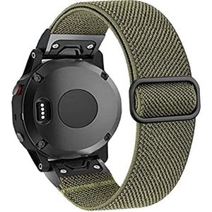 22 26mm QuickFit Watch-band Compatibel met Garmin Fenix ​​6 6x Pro 5x 5 Plus 3HR 935 945 S60 Nylon lus elastische band horloge polsband (Color : Green, Size : For Fenix 5 5plus)
