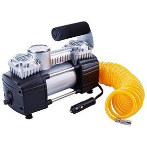 TYREWELL 12V bandenpomp-Heavy Duty dubbele cilinders Directe aandrijving metalen pomp 150PSI, compressor met batterijklem en 5M verlengingsluchtslang, SUV's/vrachtwagens/bestelwagens/campers