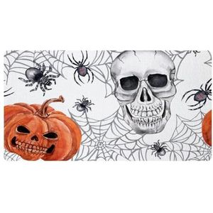 VAPOKF Halloween Jack Skull Spider en Web Kitchen Mat, Antislip Wasbaar Vloertapijt, Absorberende Keukenmatten Loper Tapijten voor Keuken, Hal, Wasruimte