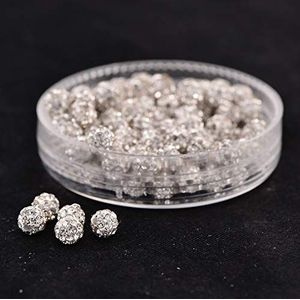 Cheriswelry 100 stuks 4 mm witte effenen disco bal kralen kristallen klei strass ronde shamballa bedels losse afstandhouder kralen voor sieraden maken Europese stijl armbanden gat: 1 mm