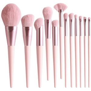 MQPALZKD 12-delige make-upborstels Complete set schoonheidstools Punt losse poederborstel Blushborstel Gezichtsborstel