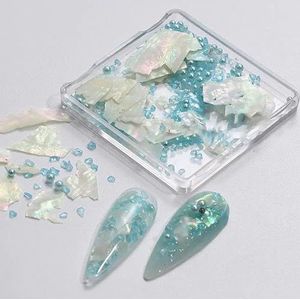 Elegante parel abalone schelp nagel manicure decoratie glinsterende aurora onregelmatige schelp plak vlok fragment bedel pailletten-S198-04
