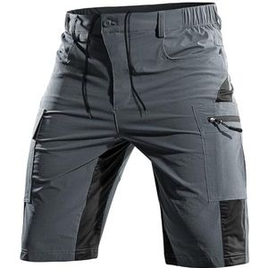 Cycorld MTB-broek voor heren, korte, ademende, mountainbikebroek voor heren, MTB-short, sneldrogende fietsbroek, mountainbikeshort, grijs, 3XL