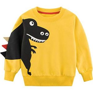 SUPFANS Jongens Leuke Dinosaurs Sweatshirts Trui Katoen T-Rex Lange Mouw Tops Peuters T-Shirt