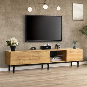Aunvla Moderne tv-kast met houtnerf, variabele ledverlichting, 175 (L) x 31 (B) x 41 (H) cm