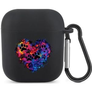 Tie Dye Liefde Hond Poot Leuke Case voor AirPods 2&1 Schokbestendige Beschermende Hoofdtelefoon Gevallen Cover Met Sleutelhanger voor Mannen Vrouwen