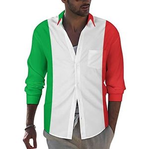 Italiaanse vlag heren button down shirt met lange mouwen casual strand tops met zak normale pasvorm