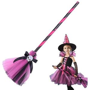Halloween heksenhoed voor meisjes | Heksenhoed bezemsteel voor kinderkostuum | Tovenaarshoed bezem voor rollenspel, cosplay, kostuumfeest, themafeest, parade Voihamy